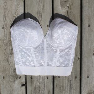 34D White Lace Strapless Bra Bustier NWT Vintage